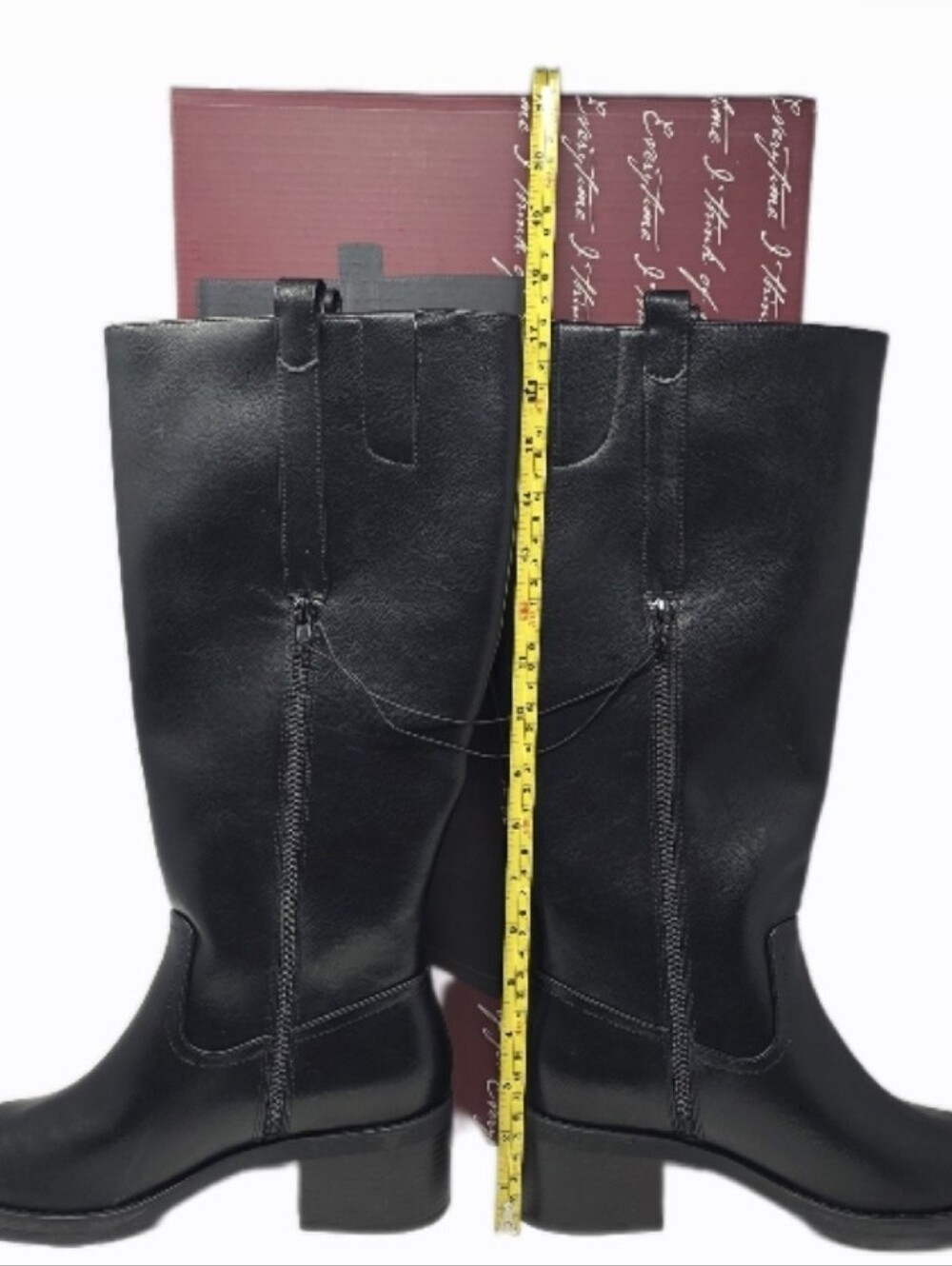 Kensie Naya Women's Tall Block Heel Boots Black Easy-on CHOOSE SIZE - Picture 9 of 13